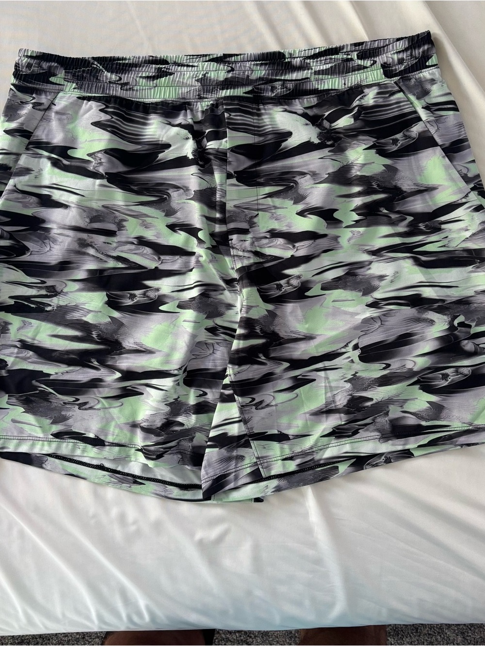 lululemon athletica Black & Mint Striped Performance Shorts